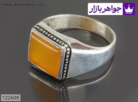 انگشتر نقره عقیق زرد مردانه [شرف الشمس] - 122608